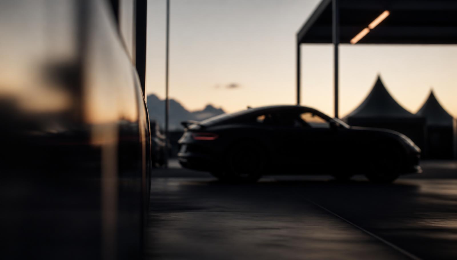 Atmosphärische Abendstimmung im Fahrerlager eines Motorsport-Events